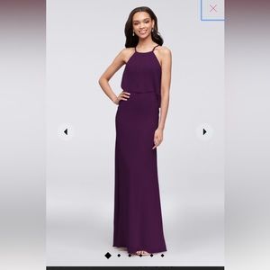 David’s Bridal Chiffon Bridesmaid Dress - Plum